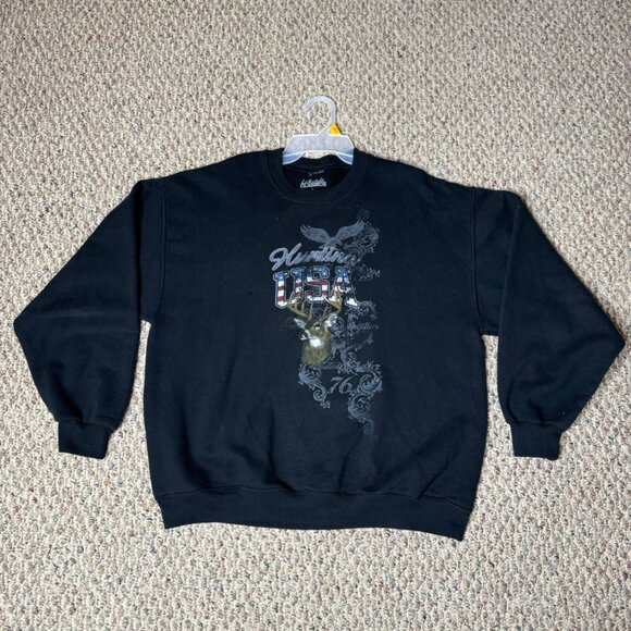 Vintage Hunting USA Sweatshirt By Lifestyle Classics  Size L  Black - Picture 1 of 7